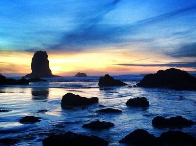 Haystack Rock sunset